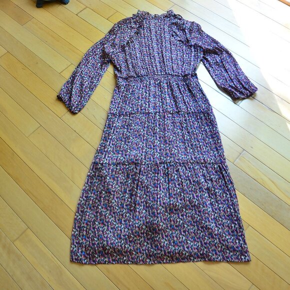 Designer Women's Multi Metallic Long Tiered Shirt Dress Size S - Picture 10 of 14